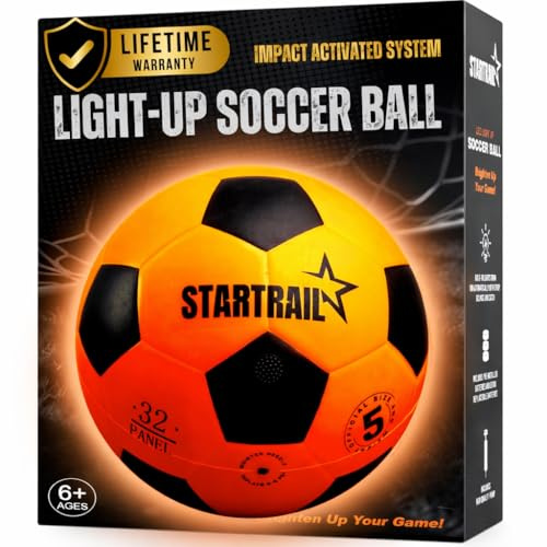 Light Up Soccer Ball, Glow in the Dark Ball NO 5, Soccer Gifts for Boys 8-12, 12-14 Year Old, Kids & Teens Gift Ideas, Sports Toys for Boy & Girl Ages 8 9 10 11 12 13 14 15, Glowing Outdoor Activity
