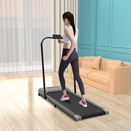 MEELRYD Klappbar Laufband für Zuhause, Home Elektrisch Laufband 1-6km km/h Mit Fernbedienung & LED-Anzeige kompakte Walking Pad für Zuhause und Büro (Grau)
