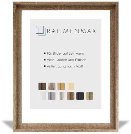 RahmenMax MDF-Leerrahmen ASTURIEN speziell für Leinwandbilder BZW. Keilrahmenbilder im Format 60 x 80 cm. Schattenfugenrahmen in der Farbe: Sonoma Eiche Dekor. 10 Farben zur Auswahl