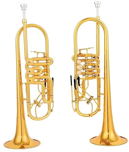 Trompeten-Set für Anfänger B-Trompeten-Drehventil B-Typ Flachmessing Gold Flachschlüssel Professionelles Trompeteninstrument