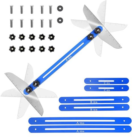 Pavewood Stair Treads Gauge Template Tool,Stair Jig, Measuring Stair Tool, Shelf Scribe Tool for Stairs, Cutting Drywall Blue