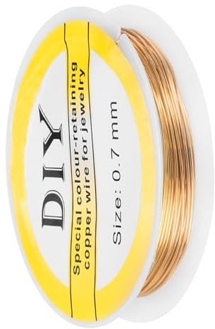 sourcing map 0.7mm/21 Gauge Copper Wire for Jewelry Making, 1 Roll Craft Tarnish Resistant Beading Wire for Jewelry Making Supplies DIY (Bright Gold)-4m