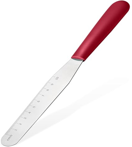 U-Taste Glasurspachtel, Torten Palettenmesser mit 15 cm gerader Edelstahlklinge, Streichpalette mit rutschfestem PP-Griff zum Dekorieren von Kuchen, Backen, Gebäck, Creme, Butter (Rot)