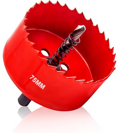 Scie-cloche HSS bimétallique pour bois, plastique, UPVC, fibre de verre et plaques de plâtre (75 mm)