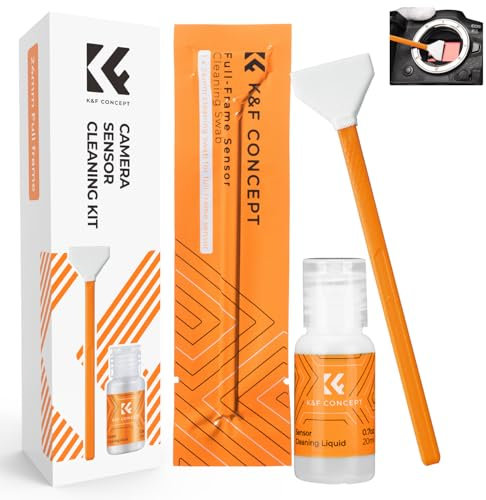 K&F CONCEPT 24mm Full Frame Sensor Cleaning Swab*6 + 20ml Sensor Cleaner DSLR SLR Digital Camera Sensor Cleaning Swab for Reflex and Mirrorless Digital Camera CCD and CMOS Sensors