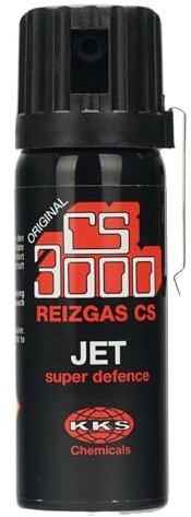 CS 3000 KO Spray 50 ml – Breitstrahl Personenabwehrspray mit BKA-Zulassung - modernes Design - CS-Spray kompakt mit Clip und Flip-Top-Deckel