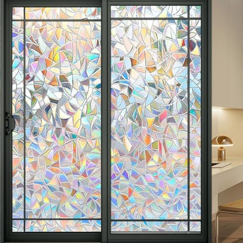Fensterfolie Sichtschuzfolie 40 x 420 cm Statisch Haftend Ohne Klebstoff Anti UV Sonnenschutz Milchglasfolie, Sichtschutzfolie Selbstklebend für Badezimmer, Duschkabine, Halbmond