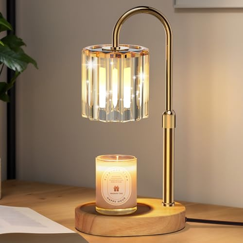 WUEAOA Candle Warmer Lamp,Candle Warmer, Timer and Dimmer Candle lamp Warmer UK, 4-Level Brightness Control, Gold