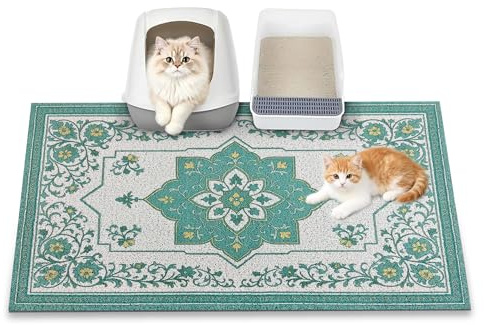 YOSEPATI Tapis Litière Chat, 89 x 58 cm, Retient 100% de la Litière Tapis de Capture antidérapant pour litière de Chat, Grand et Mignon, Facile à Nettoyer pour contrôler Les éclaboussures