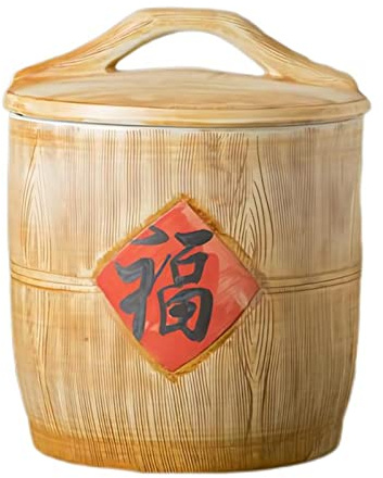 Chinese Ceramic Rice Dispenser - 15kg/33lbs Porcelain Storage Container for Cereal Flour Sugar Coffee Nuts Pet Food & Snacks - Elegant Kitchen nization