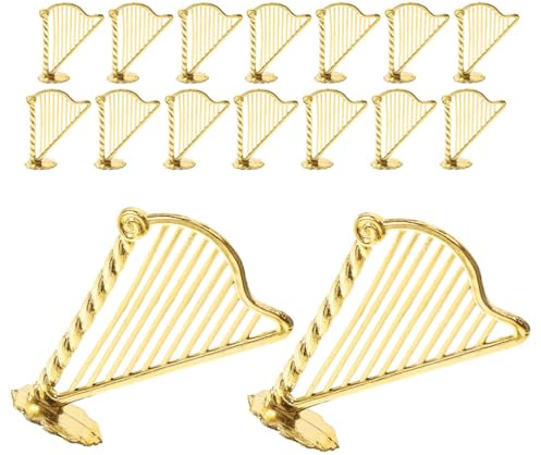 Gadpiparty 100 Miniatur Harfeninstrument Ornamente aus Kunststoff und Kunstharz für Selbstgemacht Schmuckbasteln und Weihnachtsbaumdekoration in Elegantem Goldfarbenem Design