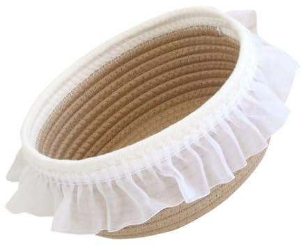 Angoily Cesto Portaoggetti Intrecciato Dimensioni Compatte 17,5x15x9 Cm in Corda di Cotone Leggero per Organizzazione Camera da Letto e Decorazione