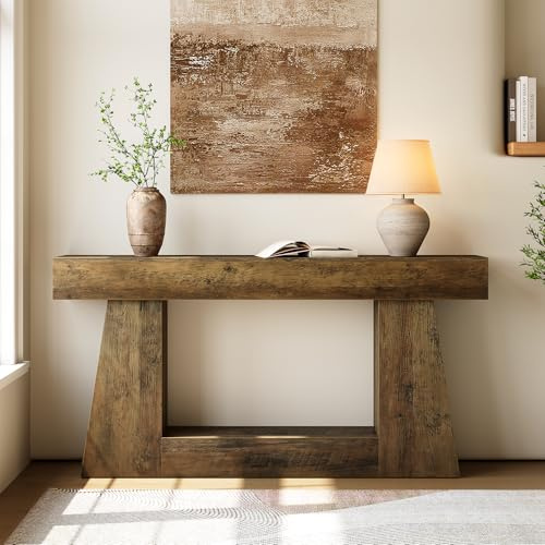 Tribesigns Mesa Consola Almacenamiento, sofá de Madera de Granja de 160cm para Entrada, sofá Estrecho y Largo detrás del sofás, Consola para salón, Pasillo, Entrada, vestíbulo, Roble