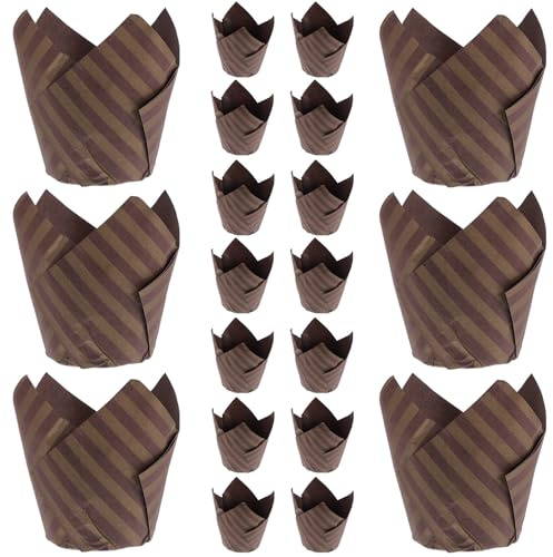 TOYZFRIENDY 250 Pirottini di Carta per Cupcake a Forma di Tulipano, Resistenti e Antiaderenti, Pirottini Grandi per Muffin, per Feste, Matrimoni e Uso Alimentare Sicuro
