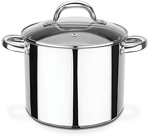 GSW 990196 Montreal, pentola per verdure con coperchio in vetro, acciaio inossidabile, argento, 22 cm, 6,8 litri, 31 x 22 x 18 cm