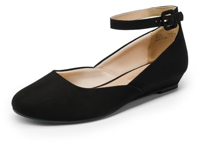 DREAM PAIRS Women's Dress Flats Ballet Low Wedge,Black Suede,11
