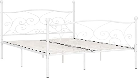 vidaXL Sängram utan madrass med ribbotten vit metall 200x200 cm