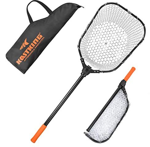 KastKing Brutus Fishing Net, Fish Landing Net, Lightweight & Portable Fishing Net with Soft EVA Foam Handle, Holds up to 44lbs/20KG, Fish-Friendly Mesh for a Safe Release, Silicone M