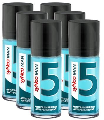 syNeo 5 MAN Antitranspirant Deo Roll-On – 5-Tage-Wirkung – starker Schutz gegen Schwitzen & Geruch – Deoroller für Achseln – ohne Parfum – dermatologisch getestet – für Herren – 6er Pack (6 x 50 ml)