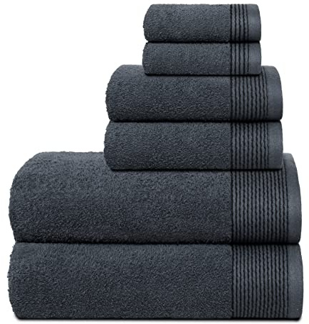 BELIZZI HOME Handtuch-Set, 100% Baumwolle, ultraweich, 6er-Pack, enthält 2 Badetücher 71,1 x 139,7 cm, 2 Handtücher 40,6 x 61 cm und 2 Waschlappen 30,5 x 30,5 cm, kompakt, leicht und sehr saugfähig –