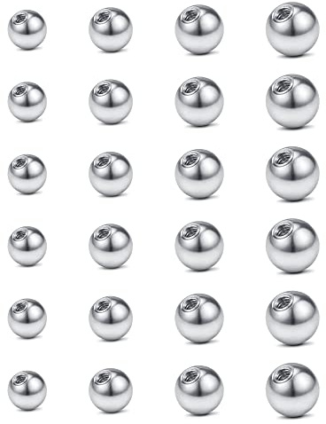 JFORYOU 56 STK Piercing Kugel Schraubkugel Piercing Gewinde Set aus 316L Chirurgenstahl 1,6mm Gewinde - Zungenpiercing, Bauchnabelpiercing Industrial Piercing Bar Ersatz