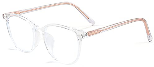 Lanomi Blaulichtfilter Brille Damen Mode TR90 Rahmenbrille Großer Herren Rechteckige UV Blockieren Anti blaulicht Computer Gaming Brillen Ohne Sehstärke klar gold