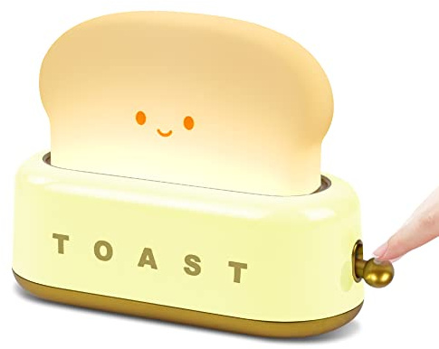 URAQT Luz Nocturna Para Niños, Luz Nocturna Para Dormitorio con Forma de Tostadora, Lámpara de Noche Portátil Recargable Por USB con Temporizador, para Decoración de Dormitorio Junto(Amarillo)
