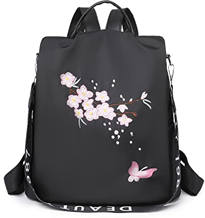 Ray-Velocity Zaino Antifurto Donna, Borse Zainetto Donna Impermeabile, Borsa a Tracolla Moda per Uscire, Lavoro, Viaggio, Scuola, Università (Farfalla Nero)