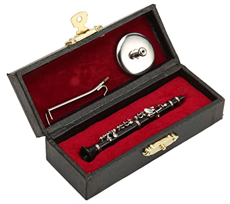 Miniatur Klarinette mit Ständer und Koffer, Miniatur Klarinette in Schwarz, Musikinstrument, Klarinettenmodell mit Box für Puppenhausmusik, Raumdekoration