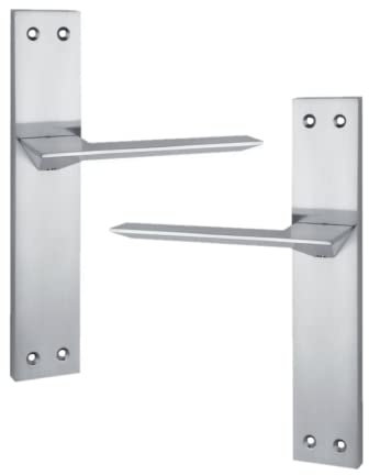 AZERODESIGN - Juego de Manilla con Placa Larga DINTEL - 4,5x24,5 cm - Largo Manija de 14 cm - Resistente al Desgaste y la Oxidación - Color Níquel Satinado - Fácil Instalación - Material de Aluminio