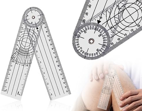 KAPSING Winkelmesser, PVC Goniometer Physiotherapie, Transparente 360° Drehung Protraktor Physiotherapie, 14 Zoll Medizinischer Winkelmesser (1)