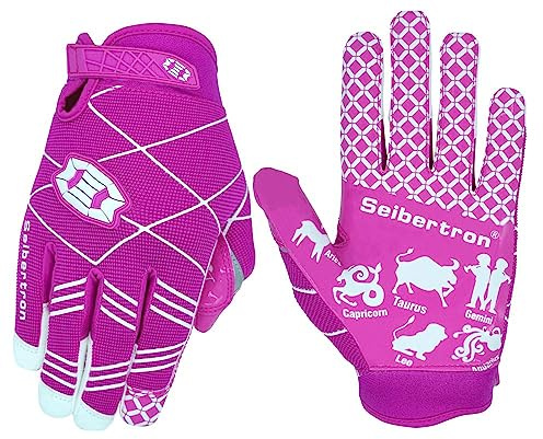 Seibertron Pro 3.0 12 Constellations Elite Ultra-Stick Sports Receiver Glove Football Gloves Youth And Kids Pink S
