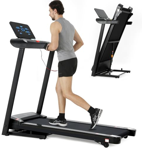 Novonova Elektrisches Laufband 1-14 km/h, Klappbares Laufband für Zuhause mit LED-Display und 12 Trainingsprogrammen, SY-T1507
