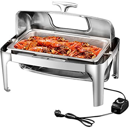 EXBERT Scaldavivande da Buffet Elettrico per Server da Buffet, Set da Buffet Elettrico con scaldavivande in Acciaio Inossidabile con Coperchio visibile, Server da Buffet Commerciali da 13,5 Litri,