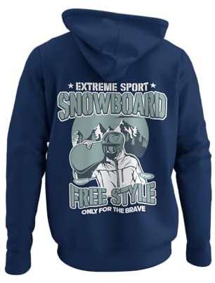 knut Fashion & Streetwear Extreme Sport Snowboarder Herren Hoodie mit Snowboard Unisex Kapuzenpullover Snowboarding Backprint The Brave Gr. S - XXXXXL