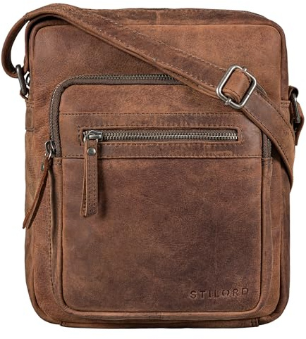 STILORD Ringo Leder Umhängetasche Herren Schultertasche Vintage Crossbody Bag Retro Tasche mit vielen Fächern Männer Ledertasche Herrentasche zum Umhängen Farbe:eichen - braun