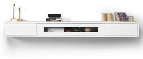 Hängend TV Board Schwebender TV-Ständer aus Holz, 78,7-Zoll-TV-Schrank zur Wandmontage, schwebende TV-Regale mit Tür und Schubladen, moderne Entertainment-Medienkonsole, große TV-Bank mit Stauraum for