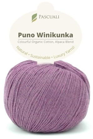 PASCUALI | Puno Winikunka | Strickwolle aus 70% Baumwolle (Bio) und 30% Alpakawolle Alpaka Wolle Alpaca Baby zum Stricken und Häkeln, 1 Knäuel - 50g - Farbe:Orchidee 77