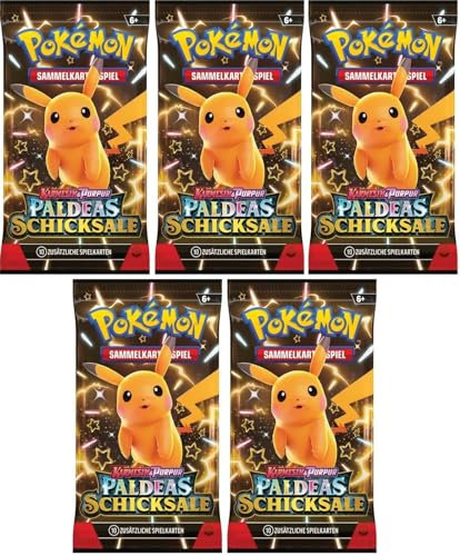 Generisch für Pokemon Karmesin & Purpur 5X Paldeas Schicksale Booster KP 4.5 - Sammelkarten Pack - Deutsch 10 Karten pro Packung NEU & OVP