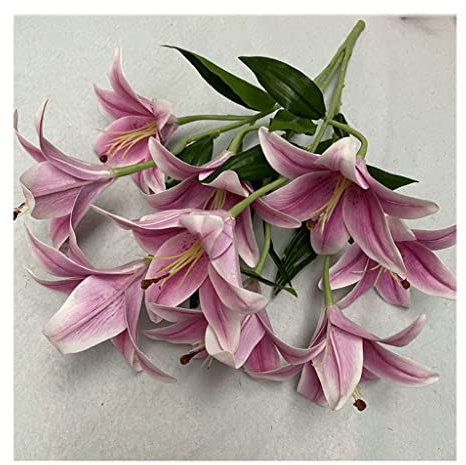 Fleurs Artificielles Pour La Décoration 3D 9 Têtes Bouquet De Fleurs Artificielles Fleur De Lys Artificielle Pour Décoration De Table De Mariage Fausses Fleurs Ornement De Maison Fleurs Artificielle