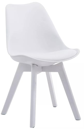 In And OutdoorMatch Leder Konferenzstuhl Gregg - Weiß - Ohne Armlehne - Besucherstuhl - Bürostuhl - Wartezimmerstuhl - Esszimmerstuhl - 47cm