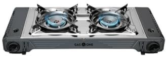 GasOne 2-Burner Portable Camp Stove - High Output 15,300 BTU - With Durable Carrying Case, Automatic Ignition, Safety Features, Perfect for Camping, Hiking, Tailgating, and Emergency Preparedness