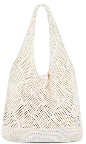 MUNSKT Crochet Boho Tote Bag - Shoulder Beach Tote - Woven Mesh Shopping Bag for Women's Summer Vacation