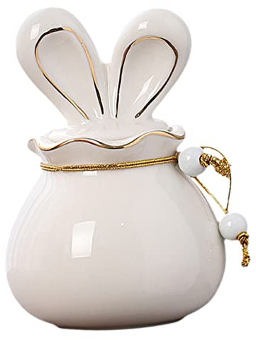 PRETYZOOM Ceramic Tea Can Rabbit Design Sealed Jar Tea Jar for Fresh Keeping Portable Use in Kitchen