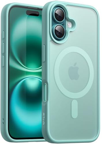 JETech Coque Magnétique pour iPhone 16 6,1 Pouces Compatible avec MagSafe, Étui Housse Dos Translucide Mat Fine Antichoc (Bleu Vert)