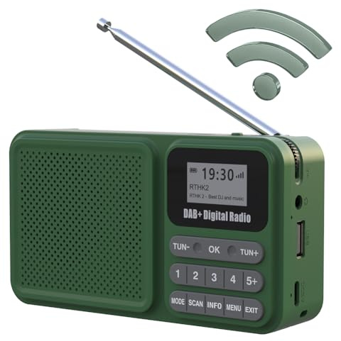 Fiorky Radio Digital portátil Dab+ Compatible con Bluetooth Altavoz con energía Solar/Recargable Compatible con Disco U Tarjeta TF Reproducción de MP3 Receptor de Radio Emergencia Pantalla