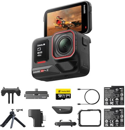 Insta360 Ace Pro 2 Ultimativ-Bundle - 8K wasserdichte Actionkamera mit Leica entwickelt, 1/1,3 Sensor, Dual-KI-Chip-System, führende Schwachlichtleistung, bestes Audio, Flipscreen & KI-Editing