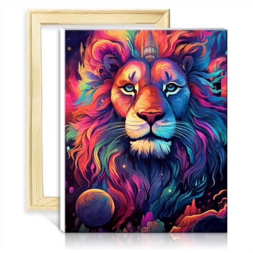 LiHEQING Ölgemälde-Set, Malen nach Zahlen, exotischer Löwe, für Erwachsene und Anfänger, Leinwand, Ölgemälde-Set, Wanddekoration, Geschenke, ohne Rahmen (60 x 75 cm)