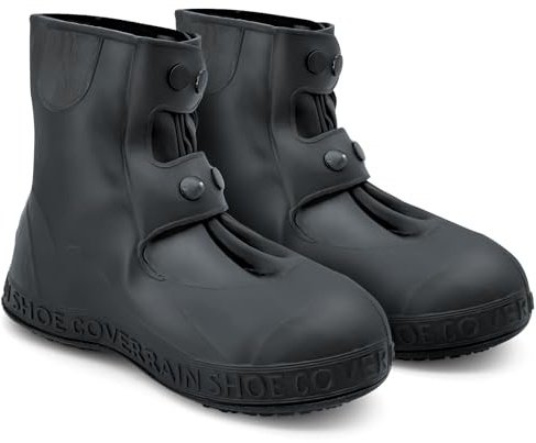 LAPONO Copriscarpe Impermeabili, Copri Scarpe per Pioggia, Copriscarpe Antipioggia Riutilizzabili Copristivali Antiscivolo Silicone, Pieghevoli Lavabili per Moto Uomo