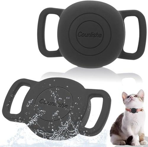 Silicone Holder for Tile Sticker (2024) for cat Collar, Slim Durable Cover tag for pet Necklace Accessories, Waterproof case Protect Tile Life360 Sticker Tracker for Dog,Bag (2 Pack,Black)